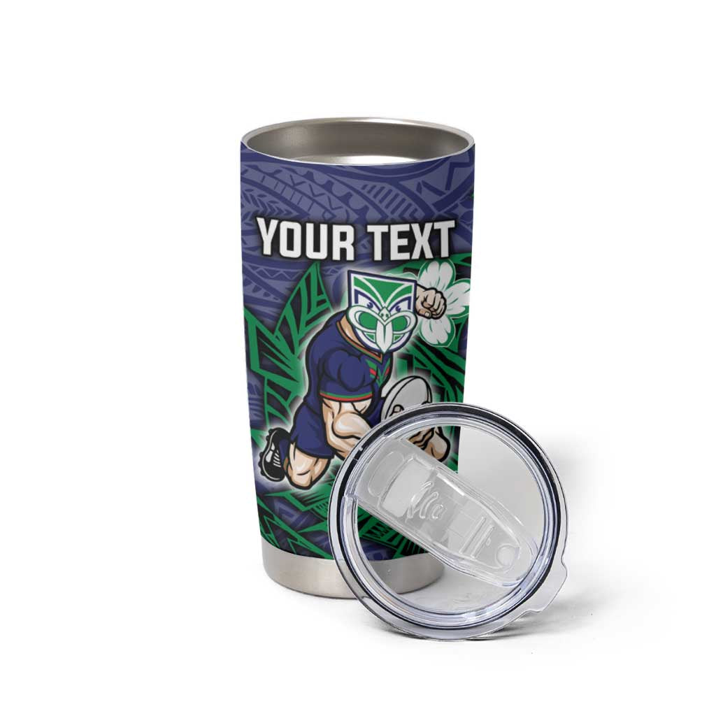 Personalised New Zealand Warriors Tumbler Cup Polynesian Tribal Pattern With Rugby Warrior Mascot Art