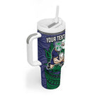 Personalised New Zealand Warriors Tumbler With Handle Polynesian Tribal Pattern With Rugby Warrior Mascot Art