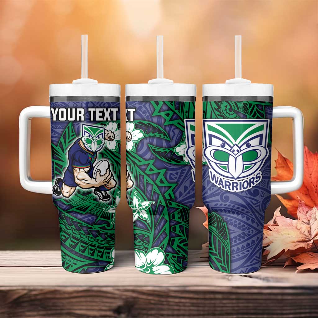 Personalised New Zealand Warriors Tumbler With Handle Polynesian Tribal Pattern With Rugby Warrior Mascot Art