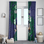 Personalised New Zealand Warriors Window Curtain Polynesian Tribal Pattern With Rugby Warrior Mascot Art