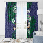 Personalised New Zealand Warriors Window Curtain Polynesian Tribal Pattern With Rugby Warrior Mascot Art