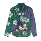 Personalised New Zealand Warriors Women Casual Shirt Polynesian Tribal Pattern With Rugby Warrior Mascot Art