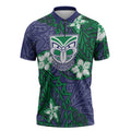 Personalised New Zealand Warriors Zipper Polo Shirt Polynesian Tribal Pattern With Rugby Warrior Mascot Art