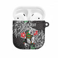 Personalised South Sydney Rabbitohs AirPods Case Polynesian Tribal Pattern With Rugby Rabbit Mascot Art
