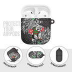 Personalised South Sydney Rabbitohs AirPods Case Polynesian Tribal Pattern With Rugby Rabbit Mascot Art
