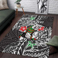 Personalised South Sydney Rabbitohs Area Rug Polynesian Tribal Pattern With Rugby Rabbit Mascot Art
