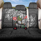 Personalised South Sydney Rabbitohs Back Car Seat Cover Polynesian Tribal Pattern With Rugby Rabbit Mascot Art