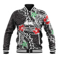 Personalised South Sydney Rabbitohs Baseball Jacket Polynesian Tribal Pattern With Rugby Rabbit Mascot Art