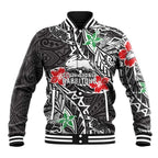 Personalised South Sydney Rabbitohs Baseball Jacket Polynesian Tribal Pattern With Rugby Rabbit Mascot Art