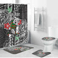 Personalised South Sydney Rabbitohs Bathroom Set Polynesian Tribal Pattern With Rugby Rabbit Mascot Art