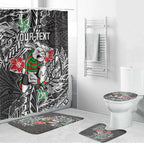 Personalised South Sydney Rabbitohs Bathroom Set Polynesian Tribal Pattern With Rugby Rabbit Mascot Art