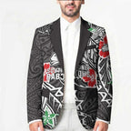 Personalised South Sydney Rabbitohs Blazer Polynesian Tribal Pattern With Rugby Rabbit Mascot Art