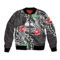 Personalised South Sydney Rabbitohs Bomber Jacket Polynesian Tribal Pattern With Rugby Rabbit Mascot Art