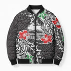 Personalised South Sydney Rabbitohs Bomber Puffer Jacket Polynesian Tribal Pattern With Rugby Rabbit Mascot Art