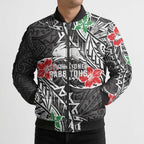 Personalised South Sydney Rabbitohs Bomber Puffer Jacket Polynesian Tribal Pattern With Rugby Rabbit Mascot Art