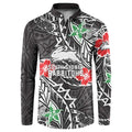 Personalised South Sydney Rabbitohs Button Sweatshirt Polynesian Tribal Pattern With Rugby Rabbit Mascot Art