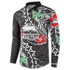 Personalised South Sydney Rabbitohs Button Sweatshirt Polynesian Tribal Pattern With Rugby Rabbit Mascot Art