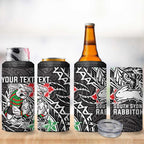 Personalised South Sydney Rabbitohs 4 in 1 Can Cooler Tumbler Polynesian Tribal Pattern With Rugby Rabbit Mascot Art
