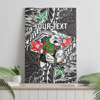 Personalised South Sydney Rabbitohs Canvas Wall Art Polynesian Tribal Pattern With Rugby Rabbit Mascot Art