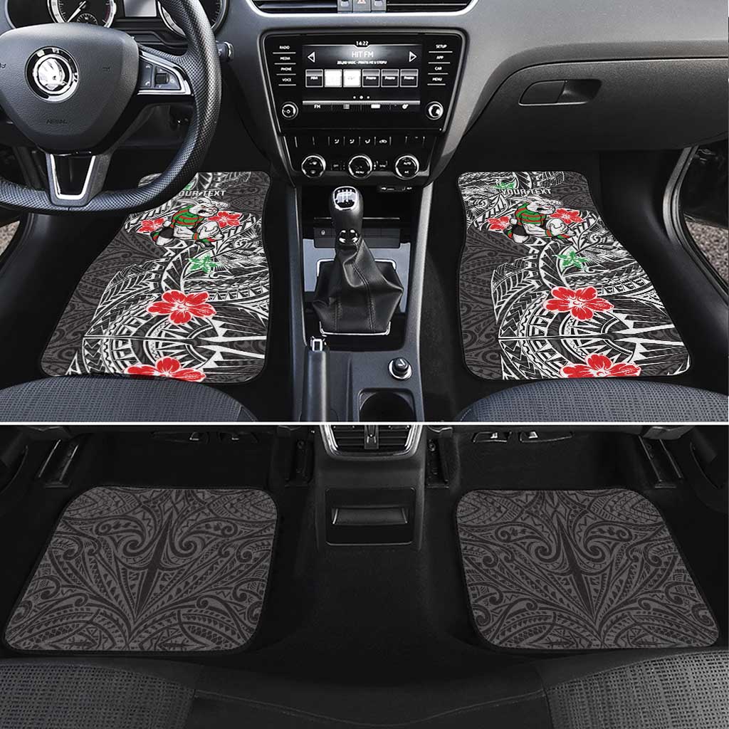 Personalised South Sydney Rabbitohs Car Mats Polynesian Tribal Pattern With Rugby Rabbit Mascot Art