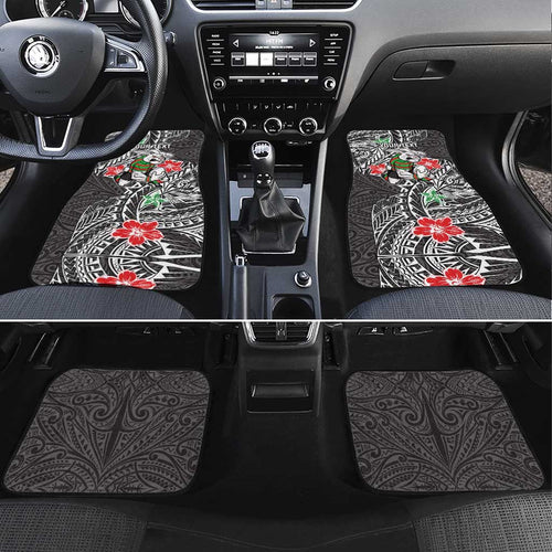 Personalised South Sydney Rabbitohs Car Mats Polynesian Tribal Pattern With Rugby Rabbit Mascot Art