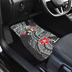 Personalised South Sydney Rabbitohs Car Mats Polynesian Tribal Pattern With Rugby Rabbit Mascot Art