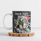Personalised South Sydney Rabbitohs Ceramic Mug Polynesian Tribal Pattern With Rugby Rabbit Mascot Art