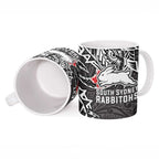 Personalised South Sydney Rabbitohs Ceramic Mug Polynesian Tribal Pattern With Rugby Rabbit Mascot Art