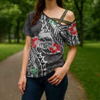 Personalised South Sydney Rabbitohs Cross Shoulder Shirt Polynesian Tribal Pattern With Rugby Rabbit Mascot Art