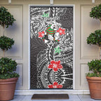 Personalised South Sydney Rabbitohs Door Cover Polynesian Tribal Pattern With Rugby Rabbit Mascot Art
