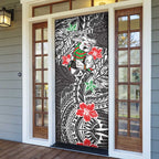 Personalised South Sydney Rabbitohs Door Cover Polynesian Tribal Pattern With Rugby Rabbit Mascot Art