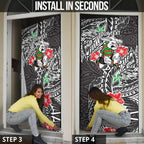 Personalised South Sydney Rabbitohs Door Cover Polynesian Tribal Pattern With Rugby Rabbit Mascot Art