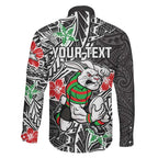 Personalised South Sydney Rabbitohs Family Matching Summer Maxi Dress and Hawaiian Shirt Polynesian Tribal Pattern With Rugby Rabbit Mascot Art