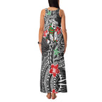 Personalised South Sydney Rabbitohs Family Matching Tank Maxi Dress and Hawaiian Shirt Polynesian Tribal Pattern With Rugby Rabbit Mascot Art