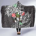 Personalised South Sydney Rabbitohs Hooded Blanket Polynesian Tribal Pattern With Rugby Rabbit Mascot Art
