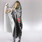 Personalised South Sydney Rabbitohs Hooded Blanket Polynesian Tribal Pattern With Rugby Rabbit Mascot Art
