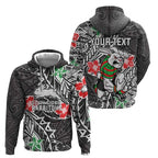 Personalised South Sydney Rabbitohs Hoodie Polynesian Tribal Pattern With Rugby Rabbit Mascot Art