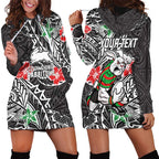 Personalised South Sydney Rabbitohs Hoodie Dress Polynesian Tribal Pattern With Rugby Rabbit Mascot Art