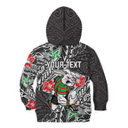 Personalised South Sydney Rabbitohs Kid Hoodie Polynesian Tribal Pattern With Rugby Rabbit Mascot Art