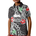 Personalised South Sydney Rabbitohs Kid Polo Shirt Polynesian Tribal Pattern With Rugby Rabbit Mascot Art