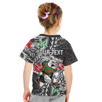 Personalised South Sydney Rabbitohs Kid T Shirt Polynesian Tribal Pattern With Rugby Rabbit Mascot Art