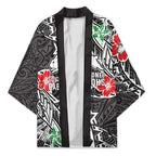 Personalised South Sydney Rabbitohs Kimono Polynesian Tribal Pattern With Rugby Rabbit Mascot Art