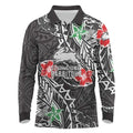 Personalised South Sydney Rabbitohs Long Sleeve Polo Shirt Polynesian Tribal Pattern With Rugby Rabbit Mascot Art
