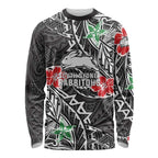 Personalised South Sydney Rabbitohs Long Sleeve Shirt Polynesian Tribal Pattern With Rugby Rabbit Mascot Art