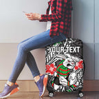 Personalised South Sydney Rabbitohs Luggage Cover Polynesian Tribal Pattern With Rugby Rabbit Mascot Art