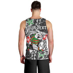 Personalised South Sydney Rabbitohs Men Tank Top Polynesian Tribal Pattern With Rugby Rabbit Mascot Art