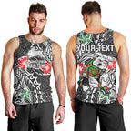 Personalised South Sydney Rabbitohs Men Tank Top Polynesian Tribal Pattern With Rugby Rabbit Mascot Art