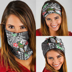 Personalised South Sydney Rabbitohs Neck Gaiter Polynesian Tribal Pattern With Rugby Rabbit Mascot Art