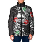 Personalised South Sydney Rabbitohs Padded Jacket Polynesian Tribal Pattern With Rugby Rabbit Mascot Art