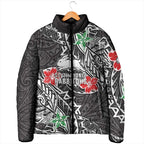 Personalised South Sydney Rabbitohs Padded Jacket Polynesian Tribal Pattern With Rugby Rabbit Mascot Art